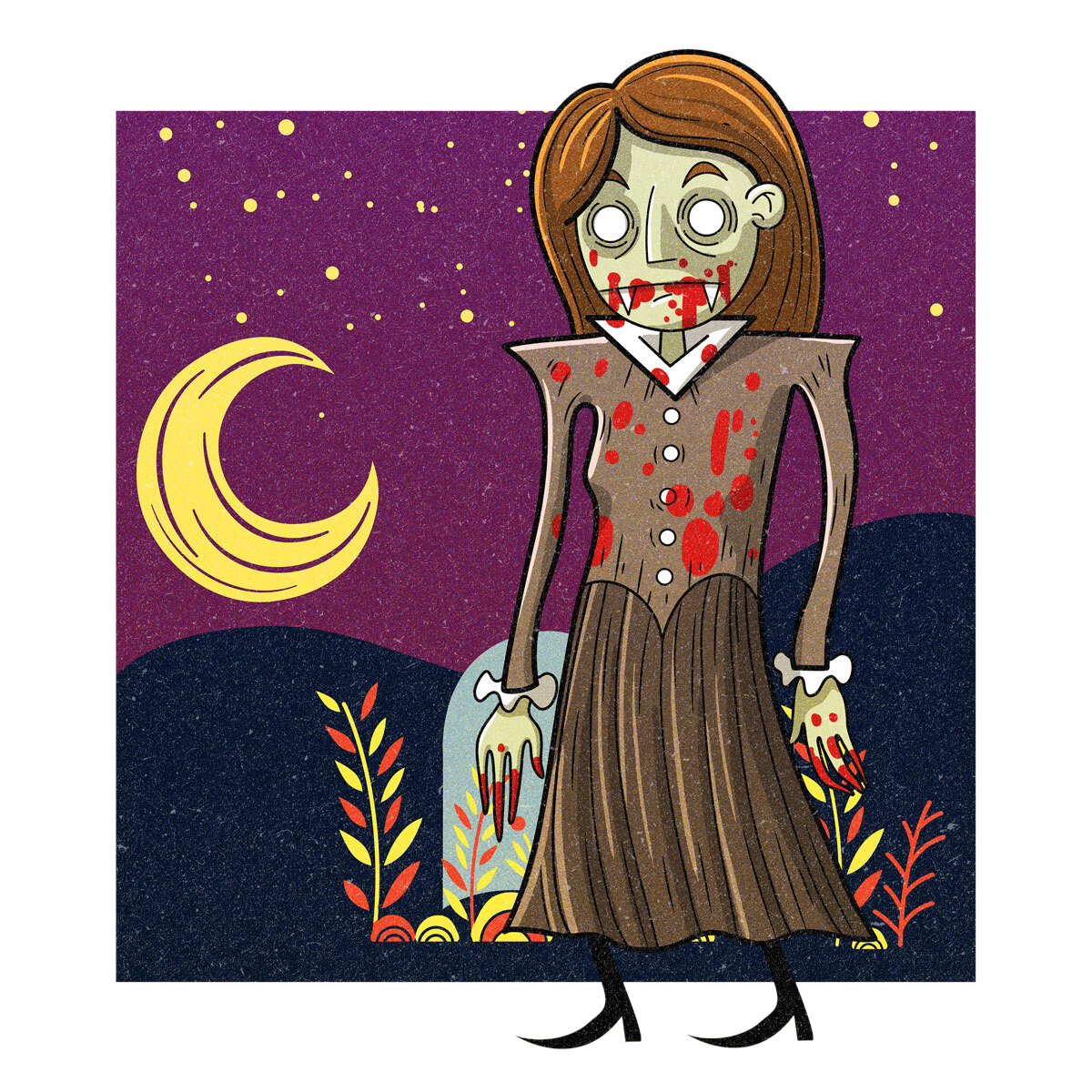 The Mercy Brown, drawn as a vampire and undead said to live in Rhode Island.